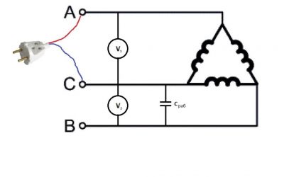 Схема подключения трехфазного двигателя через конденсаторы