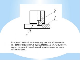 Обозначение шва по незамкнутому контуру на чертеже